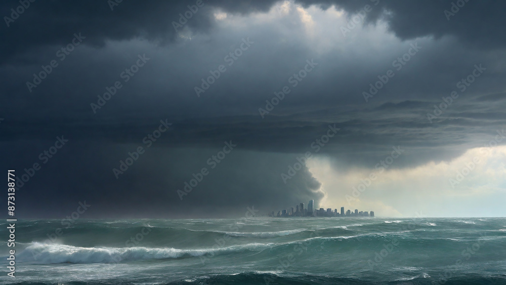 Obraz premium hurricane approaches, its size and power sending chills down your spine.