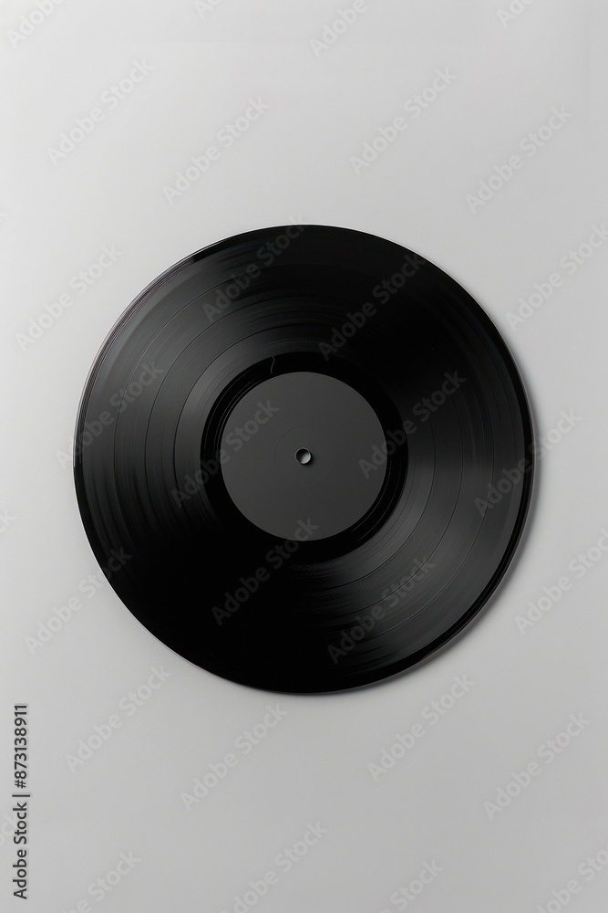 Obraz premium Black vinyl record on white background