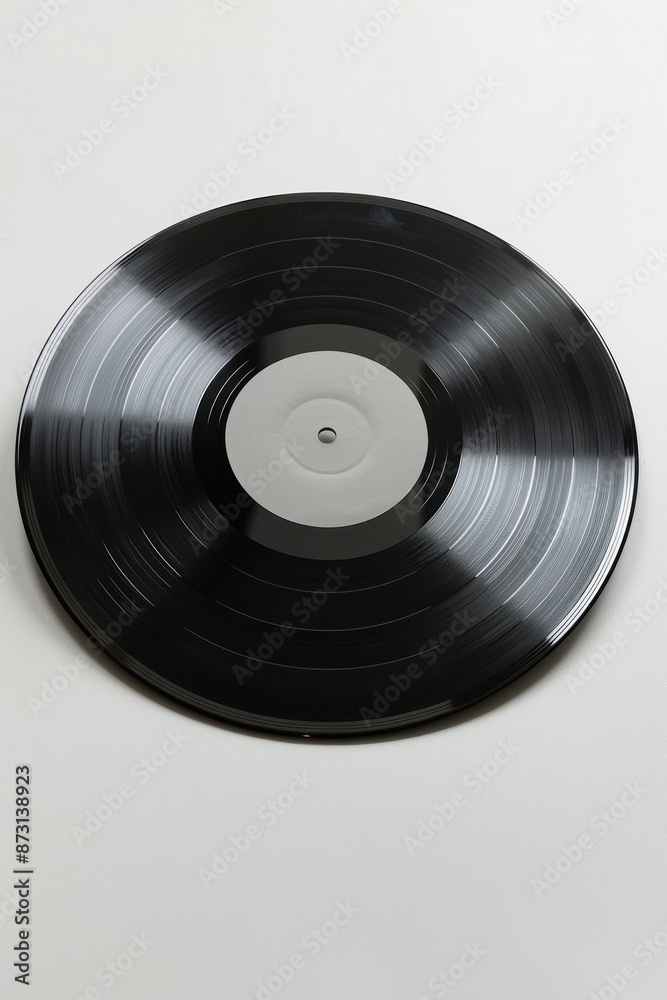 Black vinyl record on white background Black vinyl record on white background