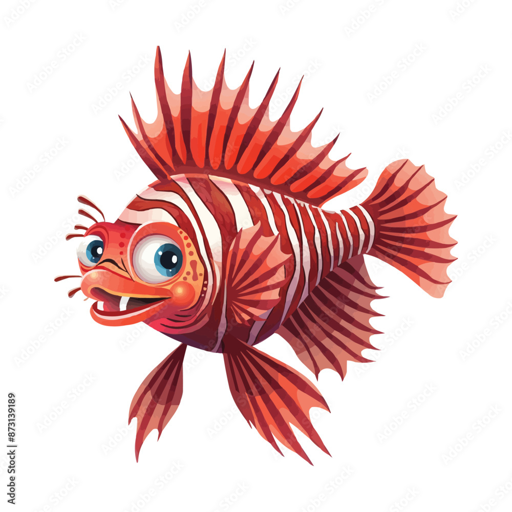 Fototapeta premium Happy cartoon Lionfish vector