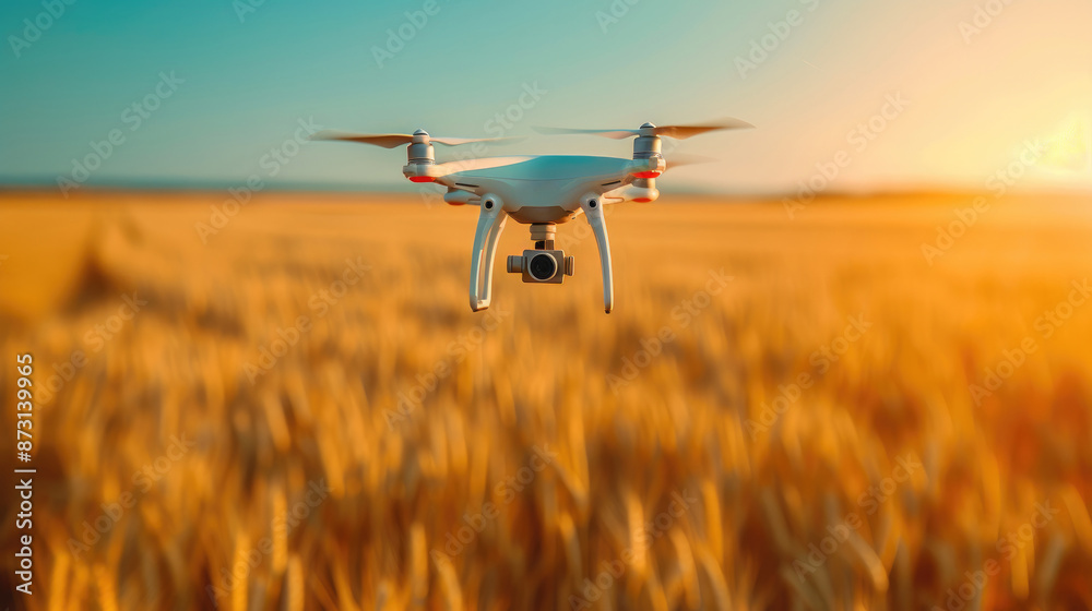 Aerial Drone View of Wheat Field with Modern Agricultural Drone Aerial Drone View of Wheat Field with Modern Agricultural Drone