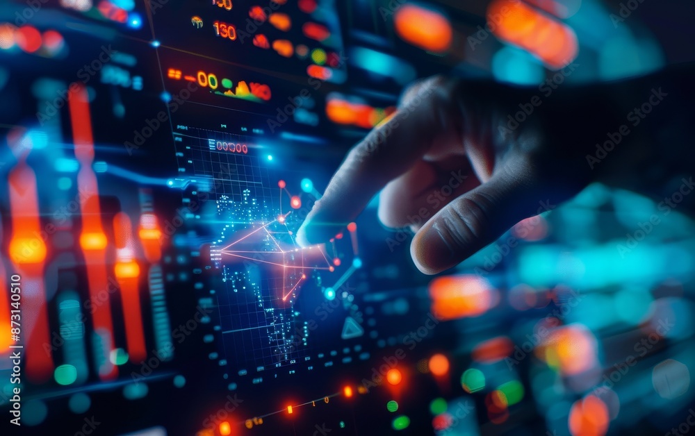 AIpowered financial market predictions on a traders dashboard, future finance, concept AIpowered financial market predictions on a traders dashboard, future finance, concept