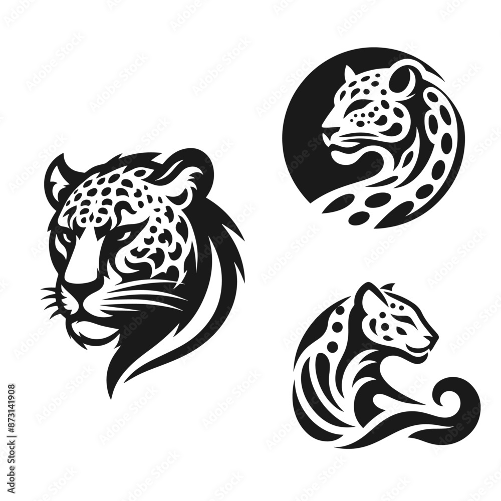 Tiger logo set silhouette vector isolated on white background Tiger logo set silhouette vector isolated on white background