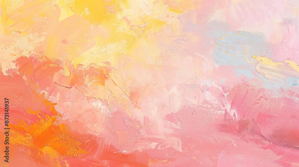 An abstract design in oil paint on a background of pastel sunset colors, blending pink, orange, An abstract design in oil paint on a background of pastel sunset colors, blending pink, orange,