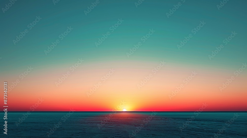Fototapeta premium minimal sunset sky with no cloud, minimalistic, white street in the bottom, 