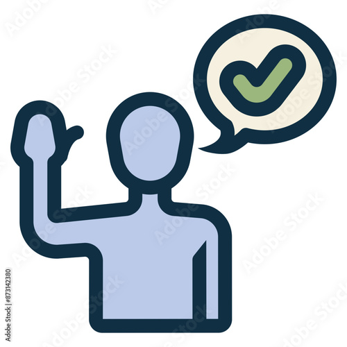 man raising hand agree gesture icon