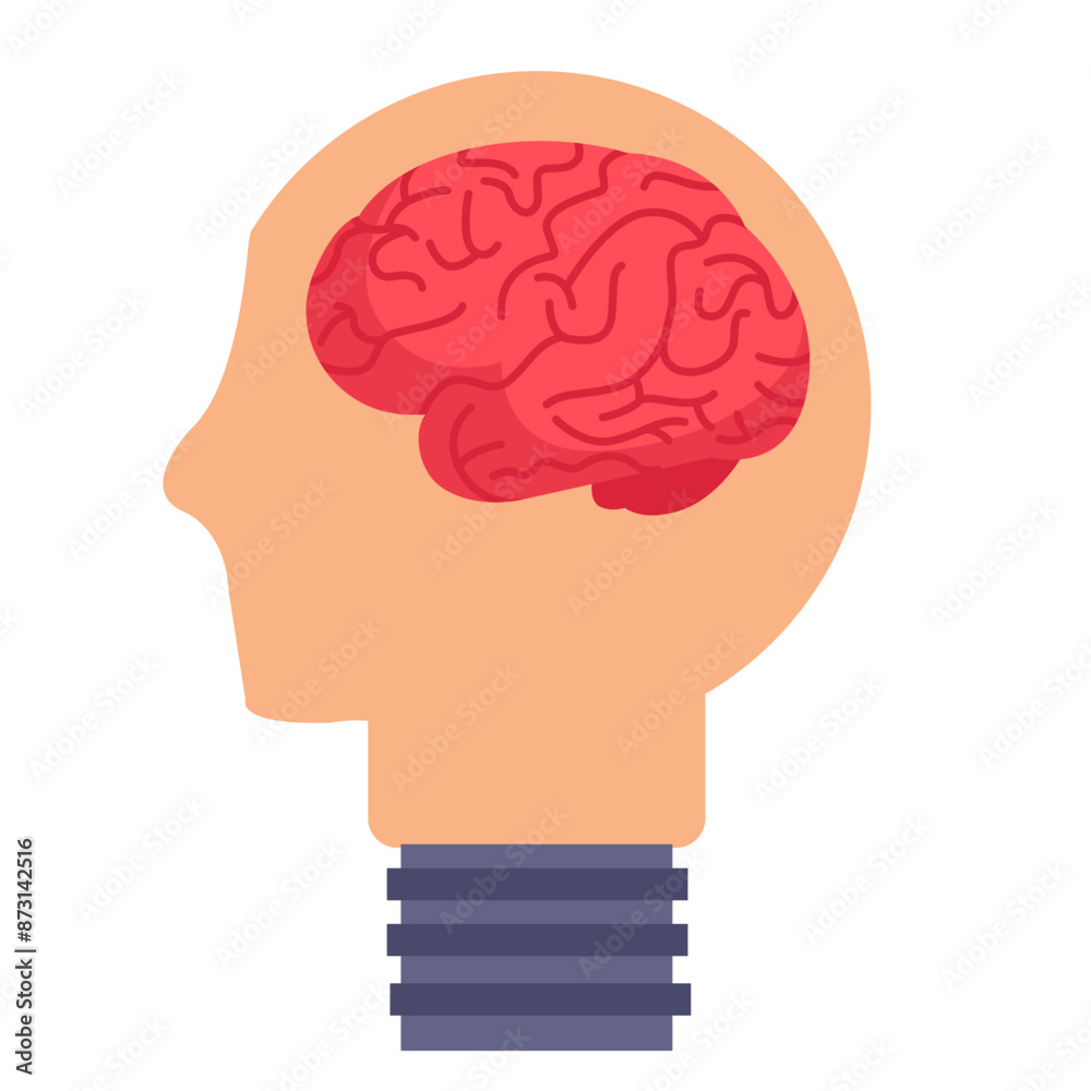 Human brain in a lightbulb. Brainstorming concept. Vector illustration Human brain in a lightbulb. Brainstorming concept. Vector illustration
