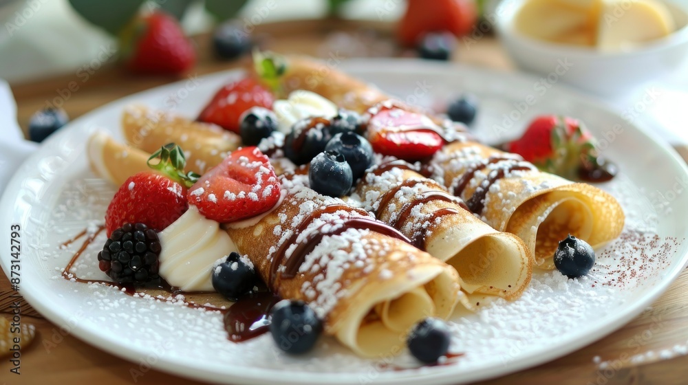 Crepes with Powdered Sugar and Fresh Berries Crepes with Powdered Sugar and Fresh Berries