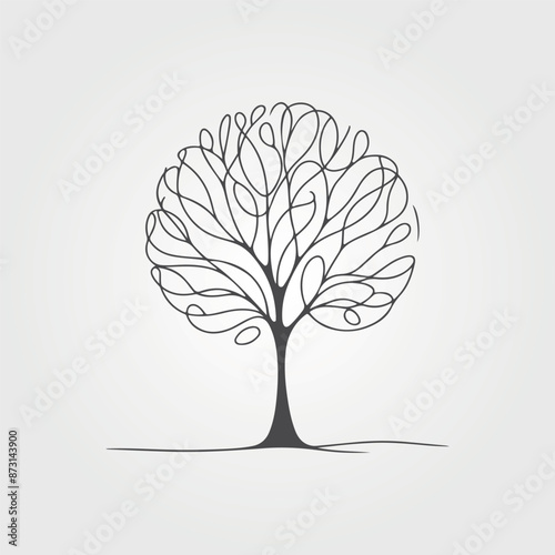 silhouette tree line drawing set, graphics trees elements outline symbol for architecture and landscape design drawing. Vector illustration in stroke fill in white. 