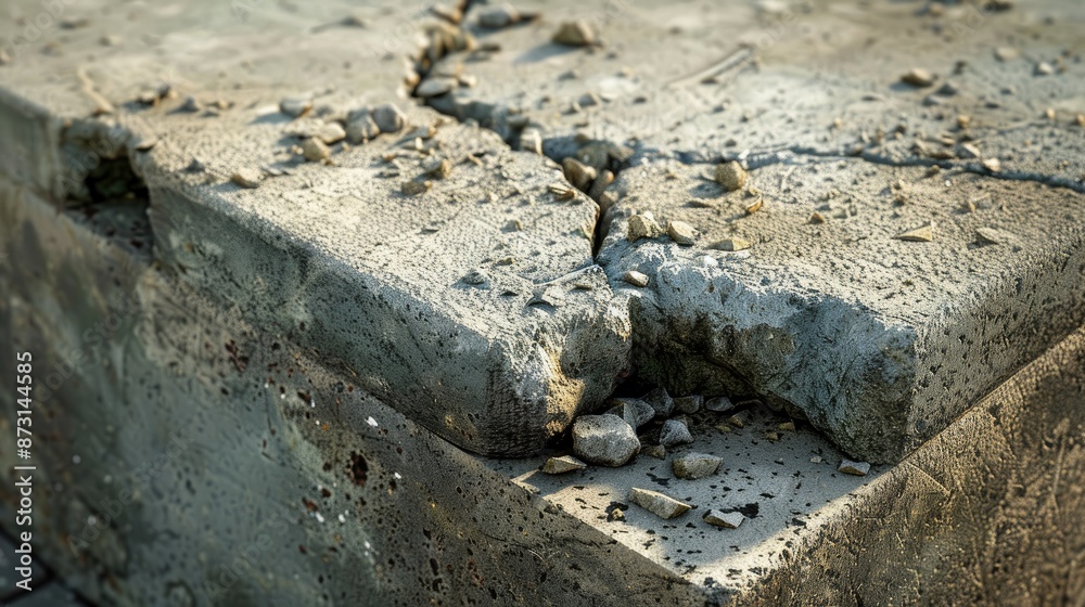 Fototapeta premium Damaged concrete block