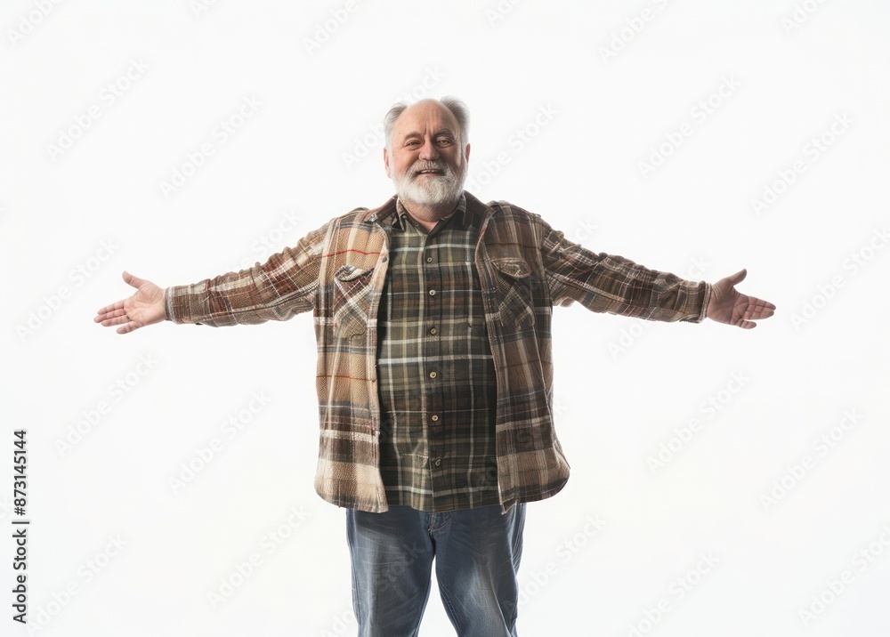 Elderly man standing in front of a white wall He looked tired and sad. Elderly man standing in front of a white wall He looked tired and sad.