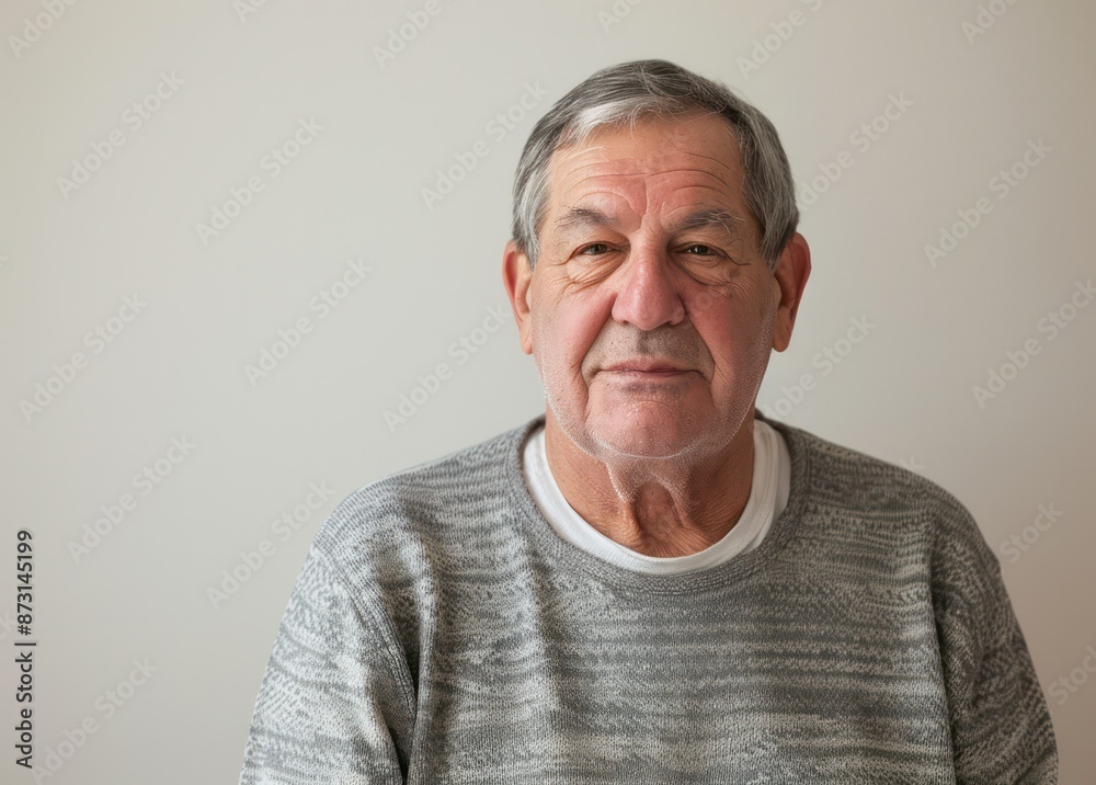 Elderly man standing in front of a white wall He looked tired and sad. Elderly man standing in front of a white wall He looked tired and sad.