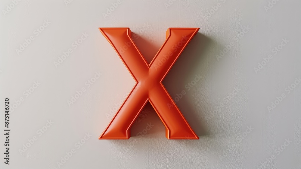 Plastic letter X on white background from above Plastic letter X on white background from above
