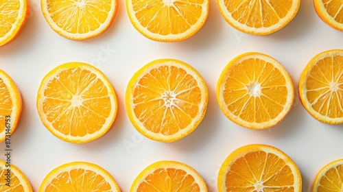 Round slices of Very Peri oranges fruit arranged in a pattern