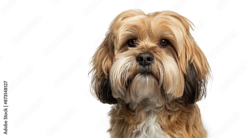 2 year old Lhasa Apso in front of white backdrop 2 year old Lhasa Apso in front of white backdrop