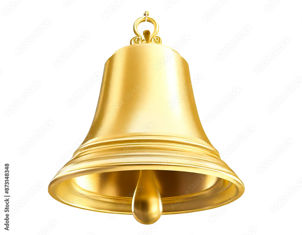 goldene Glocke isoliert auf weißen Hintergrund, Freisteller goldene Glocke isoliert auf weißen Hintergrund, Freisteller