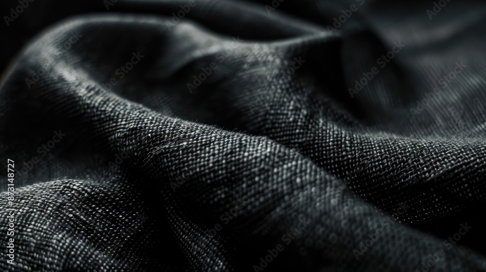 Close up photo of cotton polyester blend fabric in black and white with a dark frame and space for text on a card or poster Close up photo of cotton polyester blend fabric in black and white with a dark frame and space for text on a card or poster