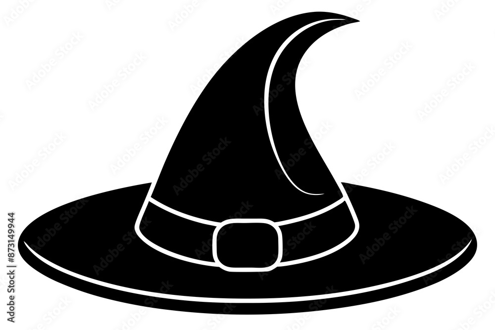 Fototapeta premium Witch hat, Witch hat icon vector, Halloween witch hat black silhouette