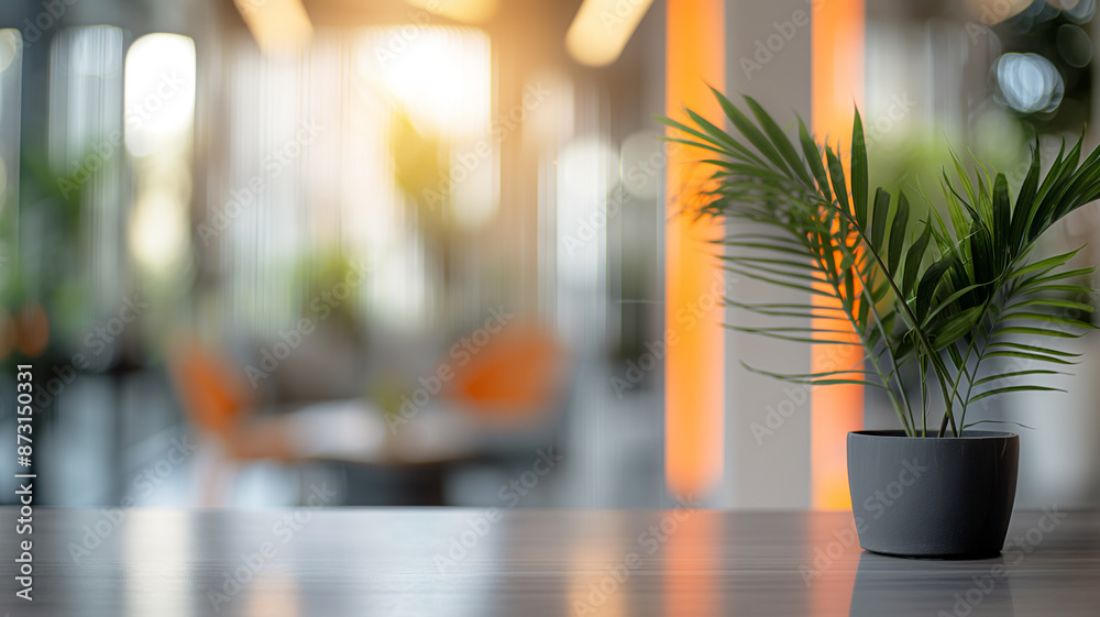 On the blurred background of the empty office room.Generative AI