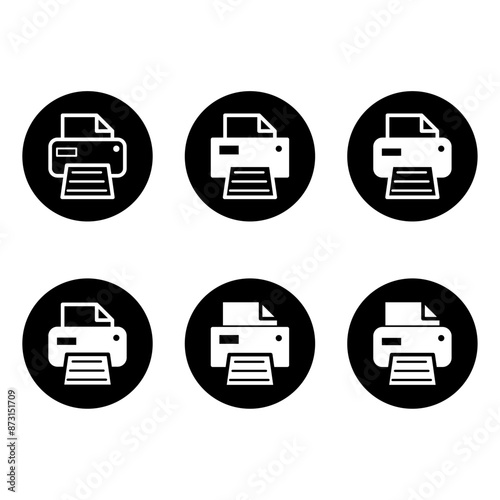 Set of Printer document web icon, printout machine technology flat sign vector illustration