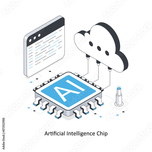 Artificial intelligence chip  isometric stock illustration. EPS File stock illustration
