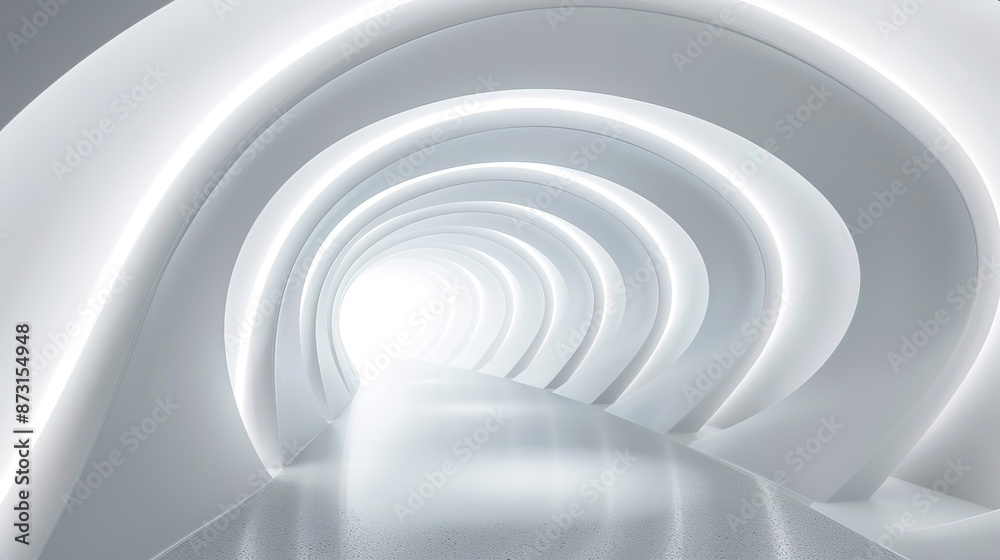 White curve extremely simple wind luminous indoor sci-fi space channel