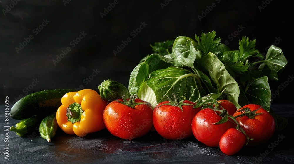 Fresh vegetables on a black background for making Italian food Fresh vegetables on a black background for making Italian food