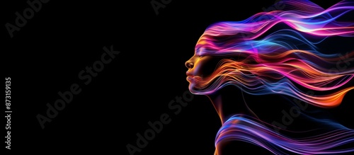 Ethereal woman with glowing,bioluminescent skin and hair made of neural networks,dark background.