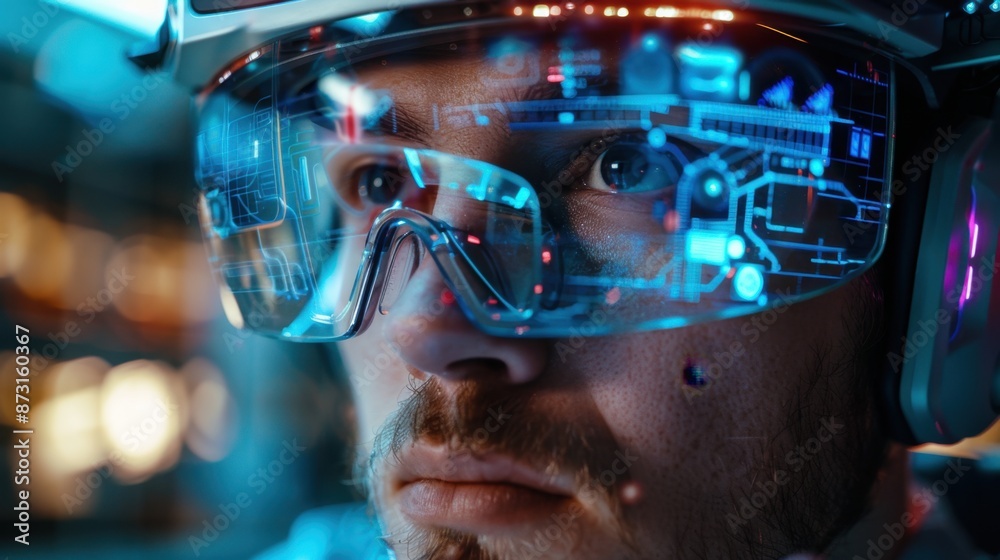 Engineer Using AR Glasses to Monitor Smart Factory Machinery
Engineer Using AR Glasses to Monitor Smart Factory Machinery
