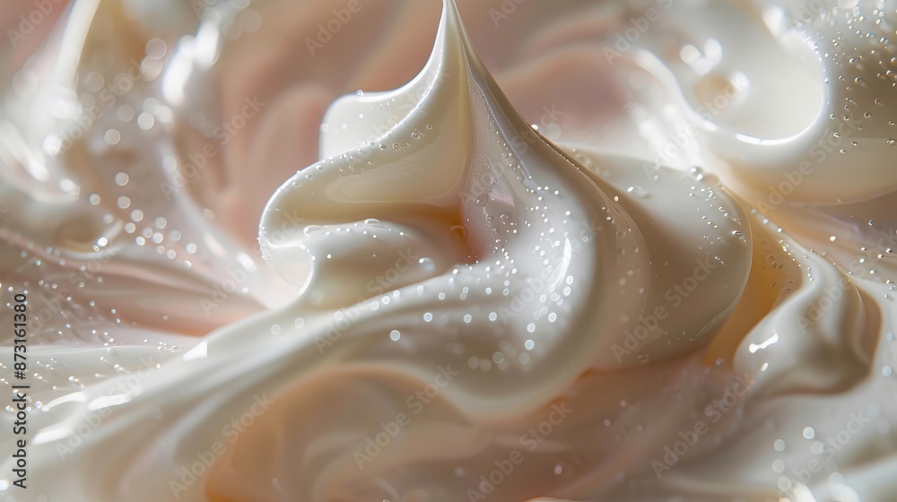 Fototapeta premium Close-up of face cleansing mousse, soft and creamy texture, on a light base background, isolated, studio lighting