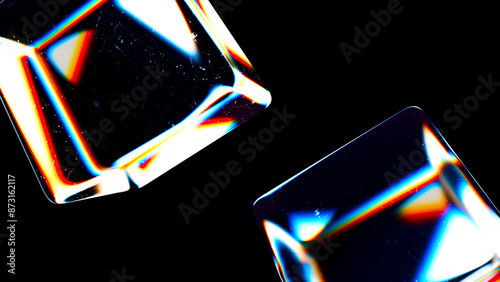 Glass cube abstract geometry 3D. 3D illustration render.	
