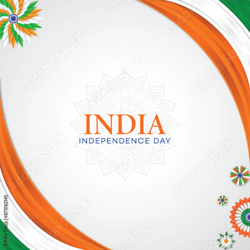 
India Independence Day Greeting Card with Floral Design, with, Independence Day India,
 Poster, Banner, Social Media Poster, 
 photo