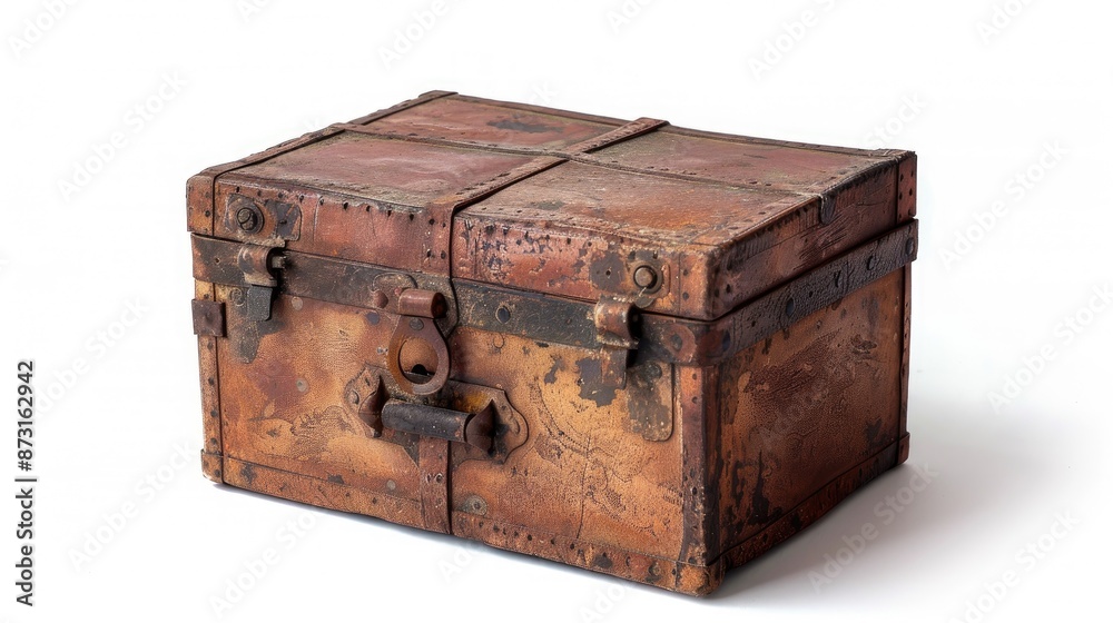 Old brown box on white background Old brown box on white background