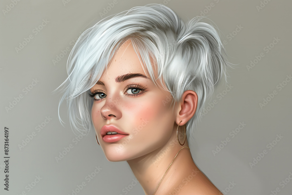 Elegant Woman in Her Late 30s with Torchon Hairstyle, Studio Headshot Elegant Woman in Her Late 30s with Torchon Hairstyle, Studio Headshot