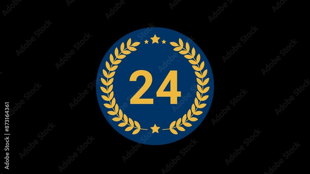 24 Number Laurel Wreath Badge Animation 24 Number Laurel Wreath Badge Animation