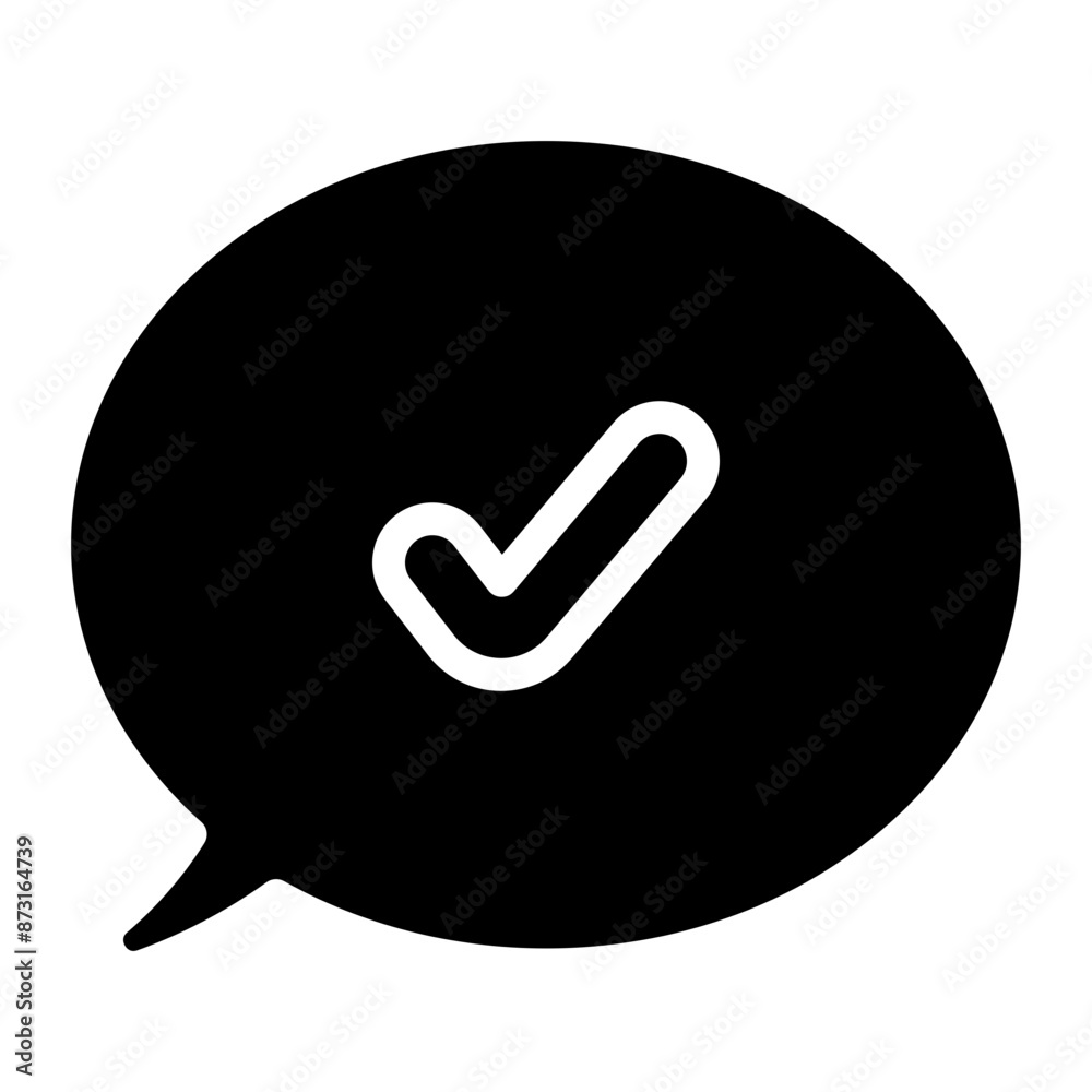 communication speech bubble with check mark sign glyph icon communication speech bubble with check mark sign glyph icon