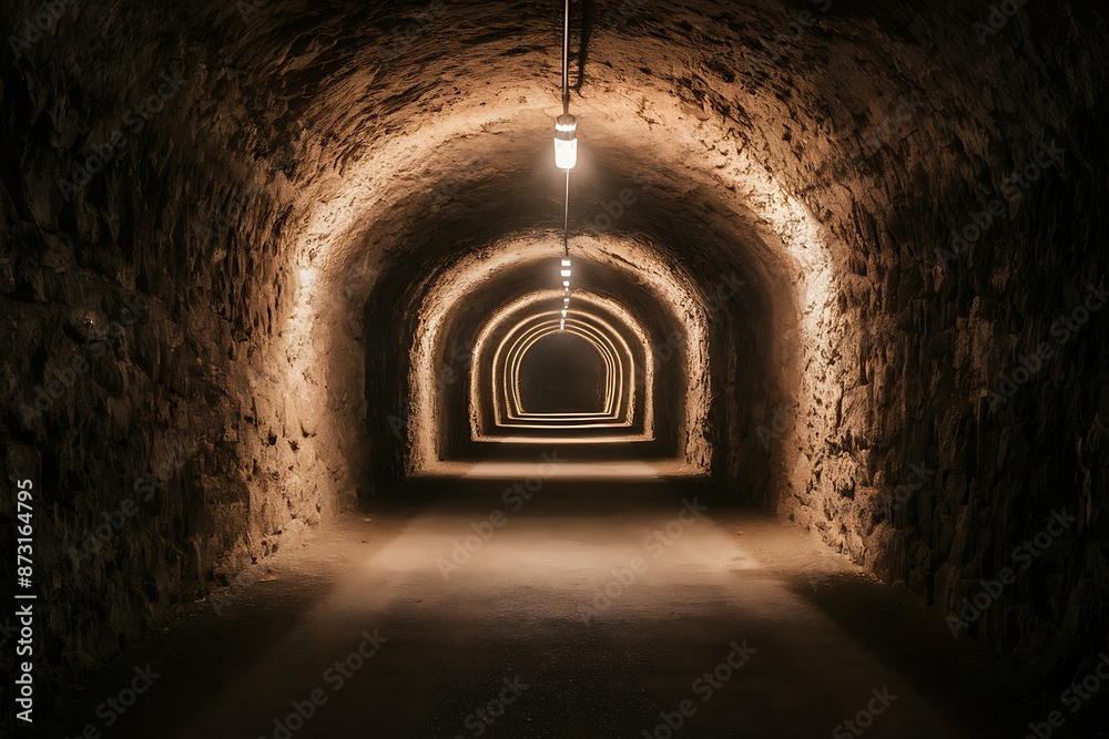 Obraz premium Stone Tunnel Pathway With Arched Entryways