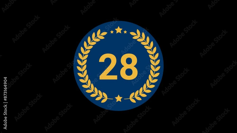 28 Number Laurel Wreath Badge Animation 28 Number Laurel Wreath Badge Animation