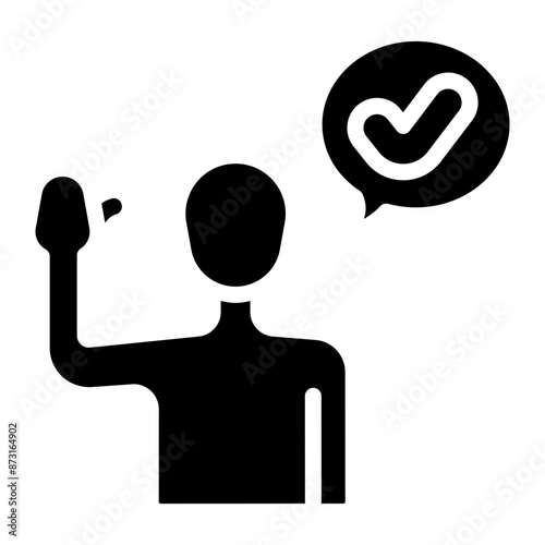 man raising hand agree gesture glyph icon