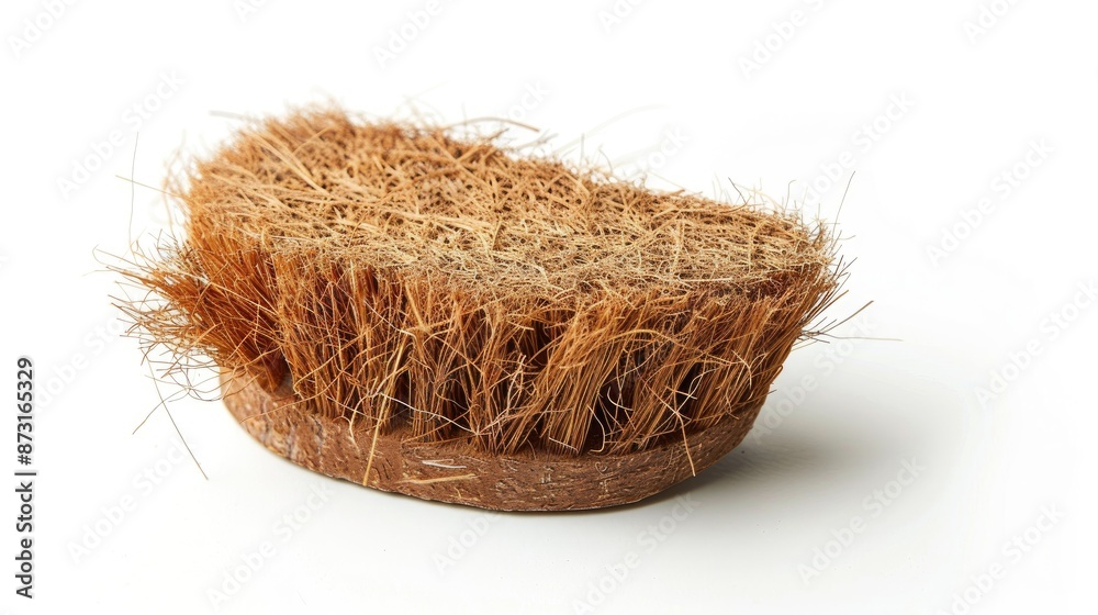 Natural Coconut Fiber Brush for Polishing and Cleaning Without Handle on White Background Natural Coconut Fiber Brush for Polishing and Cleaning Without Handle on White Background