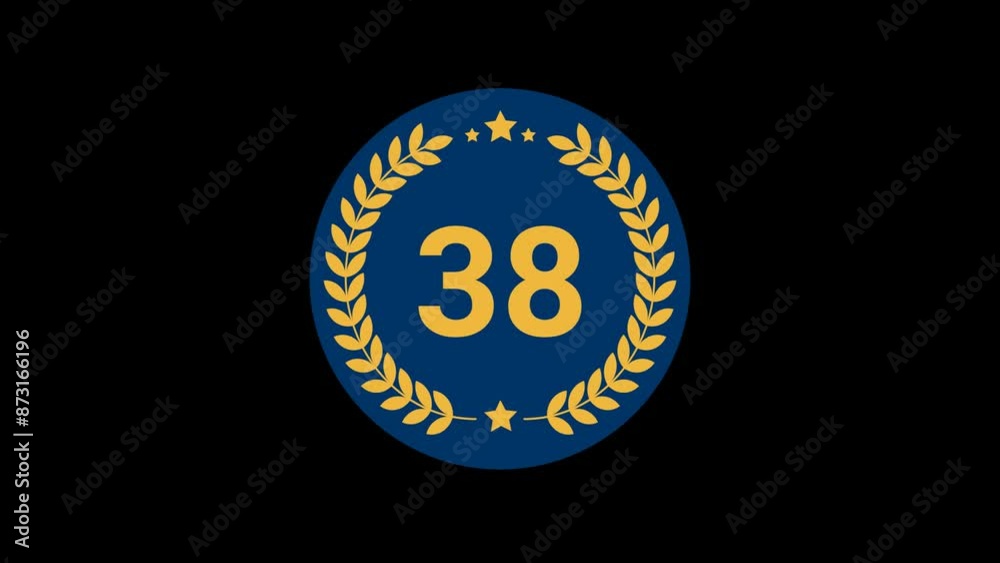 38 Number Laurel Wreath Badge Animation 38 Number Laurel Wreath Badge Animation