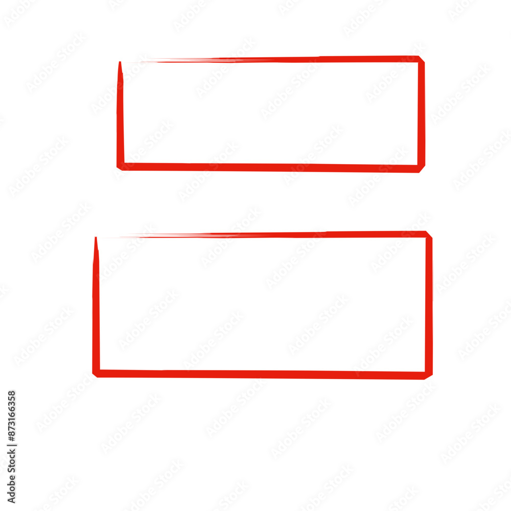 Rectangle outline red sketch. Hand drawn vector ilustration