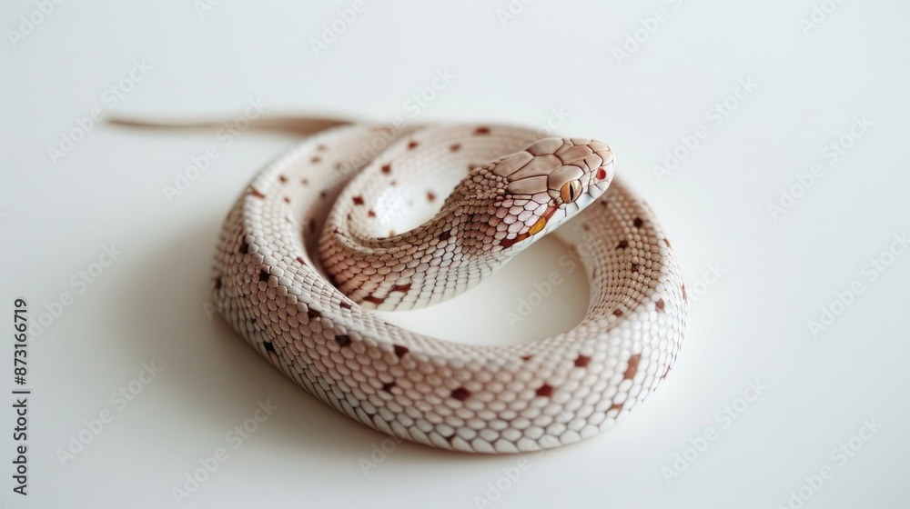 Fototapeta premium Spotted snake from Argentina on a white backdrop