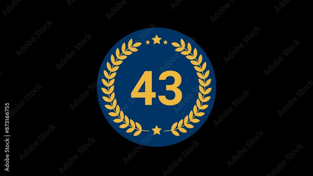 43 Number Laurel Wreath Badge Animation 43 Number Laurel Wreath Badge Animation