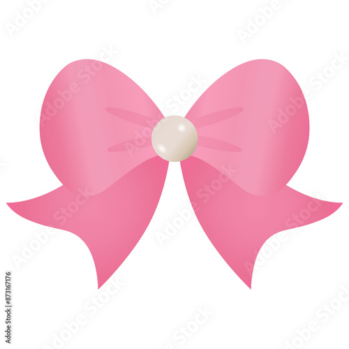 Cute Pink Ribbon Bow On White Background Vector Illustration