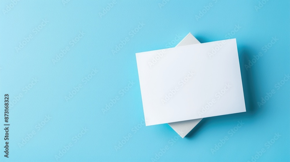 Blue background with blank business card Blue background with blank business card