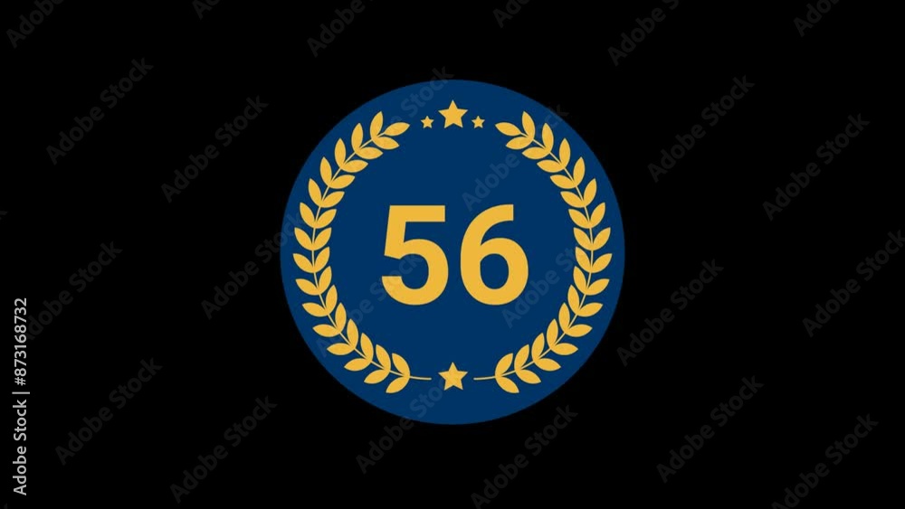 56 Number Laurel Wreath Badge Animation 56 Number Laurel Wreath Badge Animation