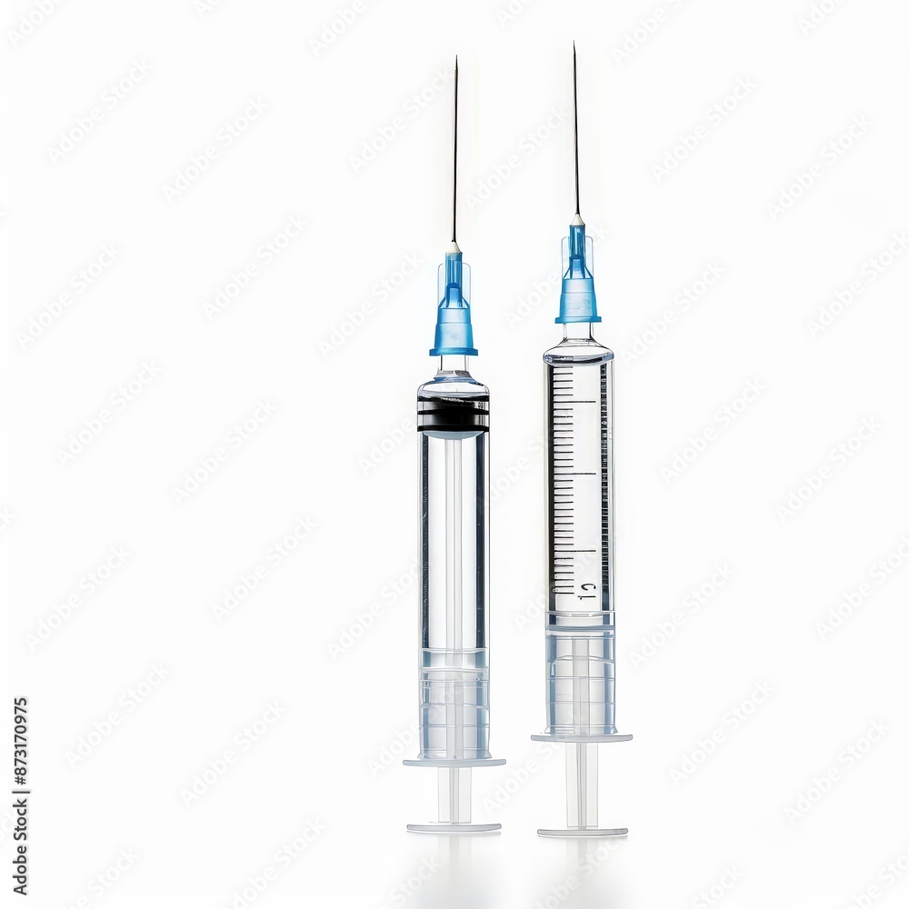 Clinical Medical Syringes with Clear Liquid Isolated Clinical Medical Syringes with Clear Liquid Isolated