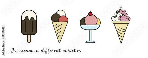Eis in verschiedenen Varianten