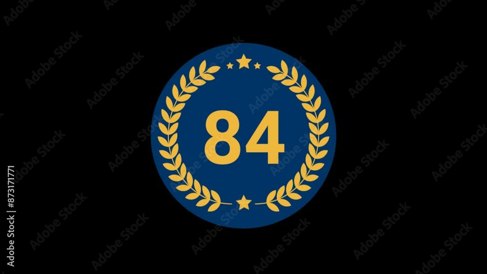 84 Number laurel wreath badge animation 84 Number laurel wreath badge animation